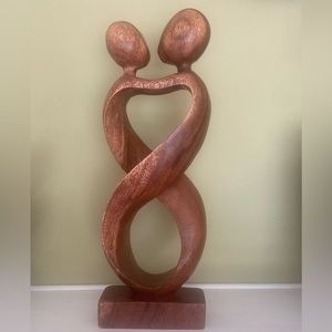 Romantic Wood Sculpture, "Heart to Heart" — Novica Indonesia